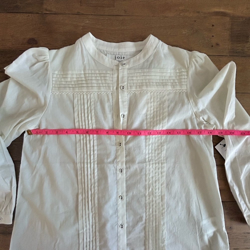 JOIE Vesta Pintucked Cottonvoile Blouse long sleeve minimalist preppy Feminine - Picture 13 of 15